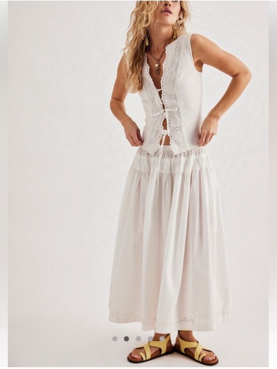 Free People Other - Free People White Eyelet Tie-Front and eyelet skirt